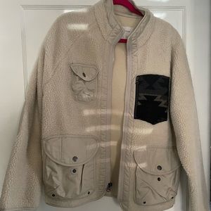 Sun + stone reano mixed media sherpa jacket